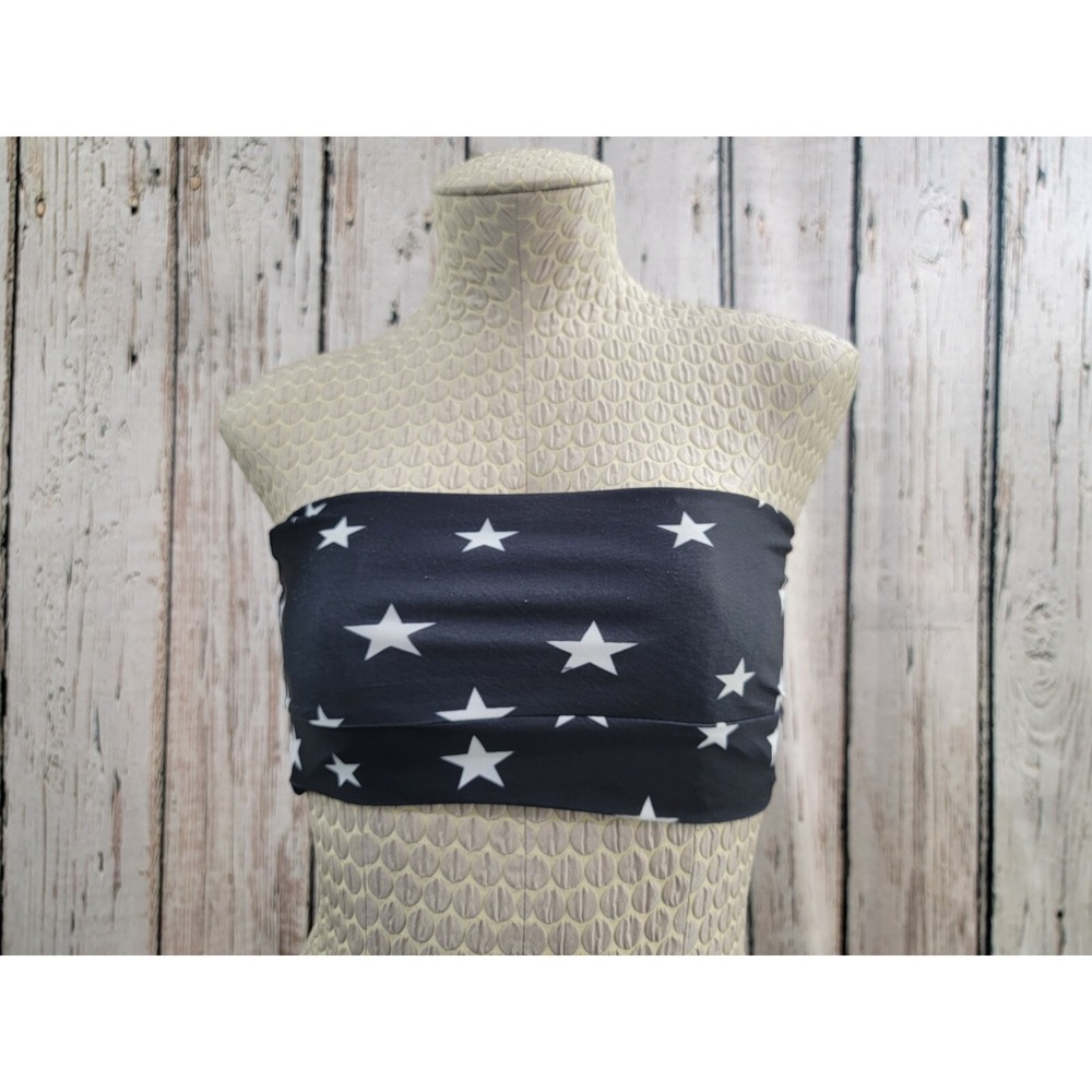 Princess Polly Womens 6 Navy Blue Star Pattern Strapless Tube Swim Top Bikini